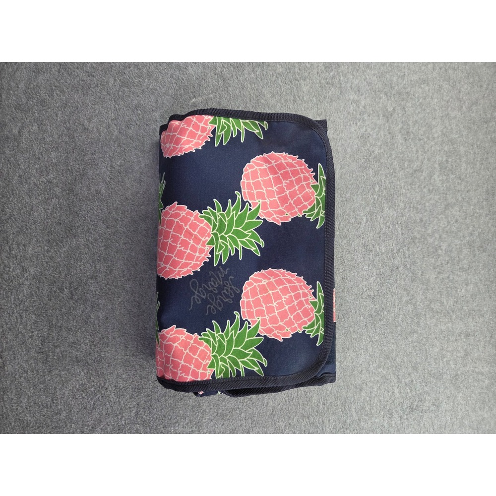 Simply Southern Womens Pineapple Hanging Travel Toiletry Organizer Bag Navy Blue
